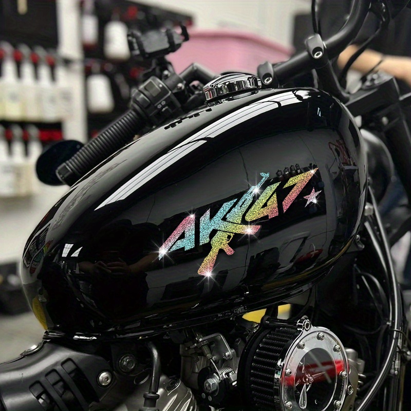Glitter Vinyl Roll - Imitation Diamond Glitter AK47 Motorcycle Sticker
