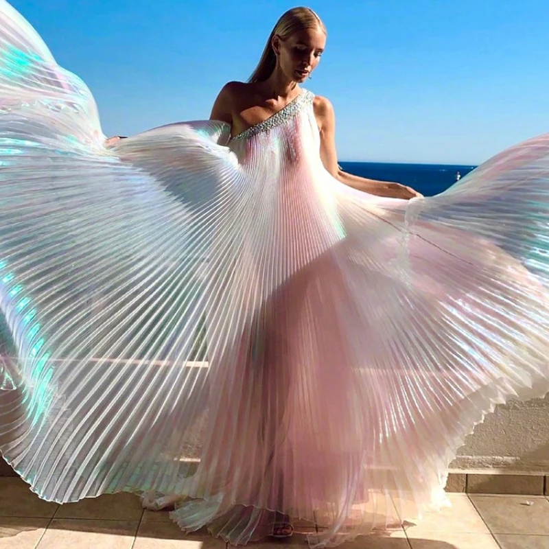 Crystal Mesh Fabric - Organ Pleated Fabric Illusory Color Creative