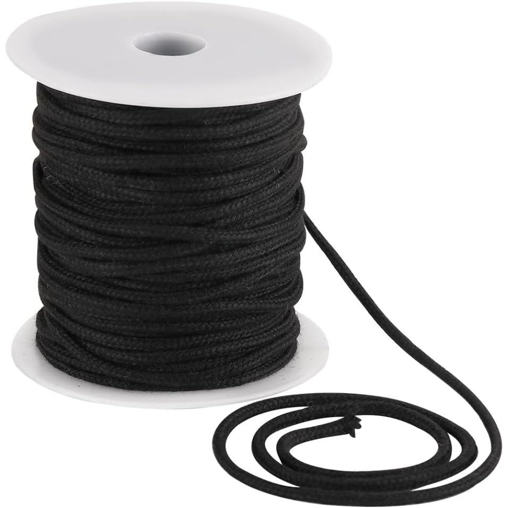 Cord Trim Twisted - 4mm 33 Yards Black Cotton Rope