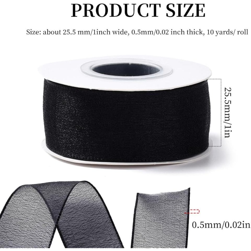 1 Inch Black Organza Ribbon Wi - đánh giá và giá Organza Ribbon Spool
