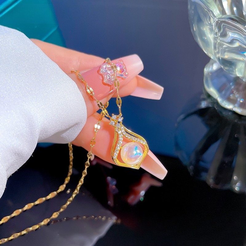 Elegant Women's K14 Gold Color - đánh giá và giá Pearl Trim Chain