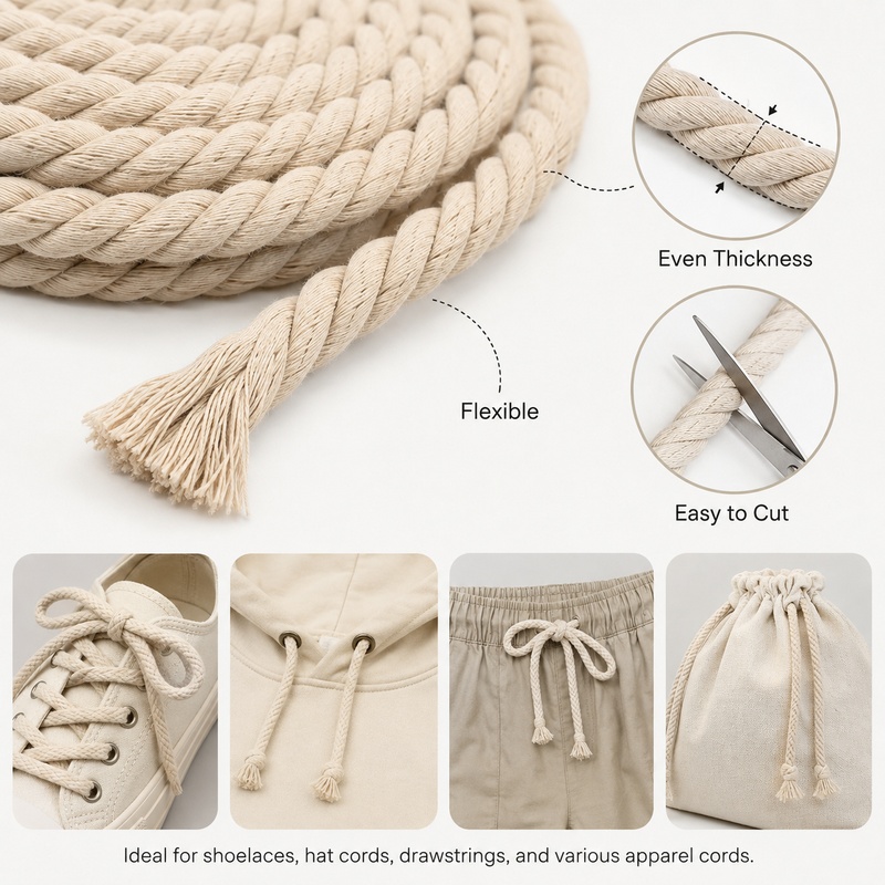 5M 5-20mm Cotton Twisted Rope  - đánh giá và giá Cord Trim Twisted